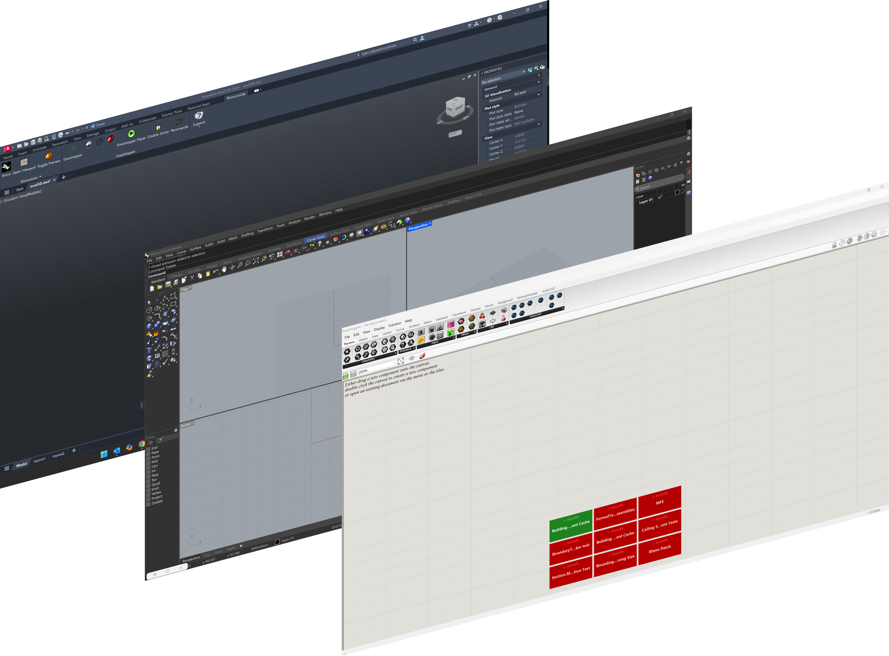 Rhino.Inside.AutoCAD showing Grasshopper integration with AutoCAD