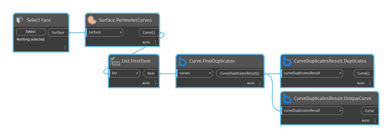 Curve.FindDuplicates node example graph in Dynamo - BimorphNodes