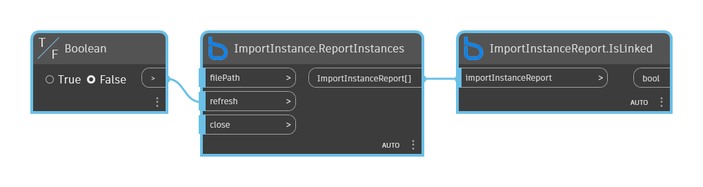 ImportInstanceReport.IsLinked node example graph in Dynamo - BimorphNodes
